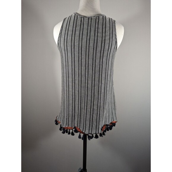 W5 Anthropologie Top Women S Navy Sleeveless Stripe Tassel Boho Tank - Picture 4 of 6